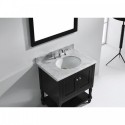 Julianna 32" Single Bathroom Vanity in Espresso with Marble Top and Square Sink with Brushed Nickel Faucet and Mirror