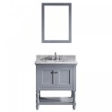 Julianna 32" Single Bathroom Vanity in Grey with Marble Top and Square Sink with Mirror