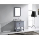 Julianna 32" Single Bathroom Vanity in Grey with Marble Top and Square Sink with Mirror