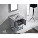 Julianna 32" Single Bathroom Vanity in Grey with Marble Top and Square Sink with Mirror
