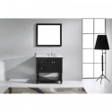 Julianna 36" Single Bathroom Vanity in Espresso with Marble Top and Round Sink with Brushed Nickel Faucet and Mirror