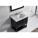 Julianna 36" Single Bathroom Vanity in Espresso with Marble Top and Round Sink with Brushed Nickel Faucet and Mirror