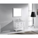Julianna 36" Single Bathroom Vanity in White with Marble Top and Round Sink with Polished Chrome Faucet and Mirror