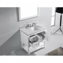 Julianna 36" Single Bathroom Vanity in White with Marble Top and Round Sink with Polished Chrome Faucet and Mirror