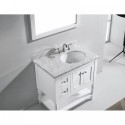 Julianna 36" Single Bathroom Vanity in White with Marble Top and Round Sink with Polished Chrome Faucet and Mirror