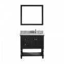 Julianna 36" Single Bathroom Vanity in Espresso with Marble Top and Square Sink with Mirror