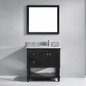 Julianna 36" Single Bathroom Vanity in Espresso with Marble Top and Square Sink with Mirror