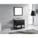 Julianna 36" Single Bathroom Vanity in Espresso with Marble Top and Square Sink with Mirror
