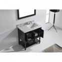 Julianna 36" Single Bathroom Vanity in Espresso with Marble Top and Square Sink with Mirror