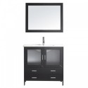 Felice 36" Single Bathroom Vanity in Espresso with Slim White Ceramic Top and Square Sink with Polished Chrome Faucet and Mirror