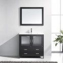 Felice 36" Single Bathroom Vanity in Espresso with Slim White Ceramic Top and Square Sink with Polished Chrome Faucet and Mirror