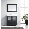 Felice 36" Single Bathroom Vanity in Espresso with Slim White Ceramic Top and Square Sink with Polished Chrome Faucet and Mirror
