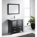Felice 36" Single Bathroom Vanity in Espresso with Slim White Ceramic Top and Square Sink with Polished Chrome Faucet and Mirror