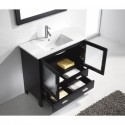 Felice 36" Single Bathroom Vanity in Espresso with Slim White Ceramic Top and Square Sink with Polished Chrome Faucet and Mirror