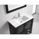 Felice 36" Single Bathroom Vanity in Espresso with Slim White Ceramic Top and Square Sink with Polished Chrome Faucet and Mirror