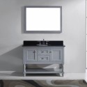 Julianna 48" Single Bathroom Vanity in Grey with Black Galaxy Granite Top and Round Sink with Mirror