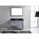 Julianna 48" Single Bathroom Vanity in Grey with Black Galaxy Granite Top and Round Sink with Mirror