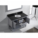 Julianna 48" Single Bathroom Vanity in Grey with Black Galaxy Granite Top and Round Sink with Mirror