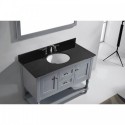 Julianna 48" Single Bathroom Vanity in Grey with Black Galaxy Granite Top and Round Sink with Mirror