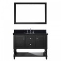 Julianna 48" Single Bathroom Vanity in Espresso with Black Galaxy Granite Top and Square Sink with Polished Chrome Faucet and Mirror