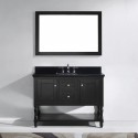 Julianna 48" Single Bathroom Vanity in Espresso with Black Galaxy Granite Top and Square Sink with Polished Chrome Faucet and Mirror