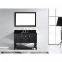 Julianna 48" Single Bathroom Vanity in Espresso with Black Galaxy Granite Top and Square Sink with Polished Chrome Faucet and Mirror