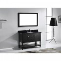 Julianna 48" Single Bathroom Vanity in Espresso with Black Galaxy Granite Top and Square Sink with Polished Chrome Faucet and Mirror