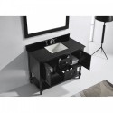 Julianna 48" Single Bathroom Vanity in Espresso with Black Galaxy Granite Top and Square Sink with Polished Chrome Faucet and Mirror