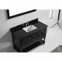Julianna 48" Single Bathroom Vanity in Espresso with Black Galaxy Granite Top and Square Sink with Polished Chrome Faucet and Mirror