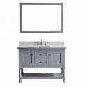 Julianna 48" Single Bathroom Vanity in Grey with Marble Top and Round Sink with Brushed Nickel Faucet and Mirror