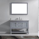 Julianna 48" Single Bathroom Vanity in Grey with Marble Top and Round Sink with Brushed Nickel Faucet and Mirror