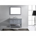 Julianna 48" Single Bathroom Vanity in Grey with Marble Top and Round Sink with Brushed Nickel Faucet and Mirror