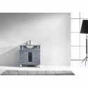 Vincente 32" Single Bathroom Vanity in Grey with Frosted Tempered Glass Top and Round Sink