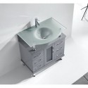 Vincente 32" Single Bathroom Vanity in Grey with Frosted Tempered Glass Top and Round Sink