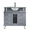 Vincente 36" Single Bathroom Vanity in Grey with Frosted Tempered Glass Top and Round Sink