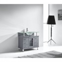 Vincente 36" Single Bathroom Vanity in Grey with Frosted Tempered Glass Top and Round Sink