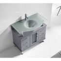 Vincente 36" Single Bathroom Vanity in Grey with Frosted Tempered Glass Top and Round Sink