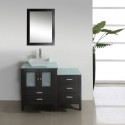 Brentford 46" Single Bathroom Vanity in Espresso with Aqua Tempered Glass Top and Square Sink with Brushed Nickel Faucet and Mirror