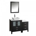 Brentford 46" Single Bathroom Vanity in Espresso with White Engineered Stone Top and Square Sink with Brushed Nickel Faucet and Mirror