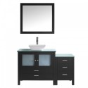 Brentford 54" Single Bathroom Vanity in Espresso with Clear Tempered Glass Top and Square Sink with Brushed Nickel Faucet and Mirror