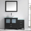 Brentford 54" Single Bathroom Vanity in Espresso with Clear Tempered Glass Top and Square Sink with Brushed Nickel Faucet and Mirror