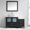 Brentford 54" Single Bathroom Vanity in Espresso with White Engineered Stone Top and Square Sink with Polished Chrome Faucet and Mirror