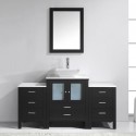Brentford 63" Single Bathroom Vanity in Espresso with White Engineered Stone Top and Square Sink with Polished Chrome Faucet and Mirror
