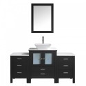 Brentford 63" Single Bathroom Vanity in Espresso with White Engineered Stone Top and Square Sink with Brushed Nickel Faucet and Mirror