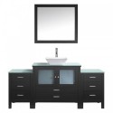 Brentford 71" Single Bathroom Vanity in Espresso with Clear Tempered Glass Top and Square Sink with Polished Chrome Faucet and Mirror