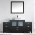 Brentford 71" Single Bathroom Vanity in Espresso with Clear Tempered Glass Top and Square Sink with Polished Chrome Faucet and Mirror