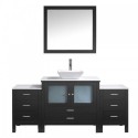 Brentford 71" Single Bathroom Vanity in Espresso with White Engineered Stone Top and Square Sink with Polished Chrome Faucet and Mirror