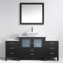 Brentford 71" Single Bathroom Vanity in Espresso with White Engineered Stone Top and Square Sink with Brushed Nickel Faucet and Mirror