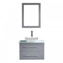 Marsala 29" Single Bathroom Vanity in Grey with Aqua Tempered Glass Top and Square Sink with Brushed Nickel Faucet and Mirror