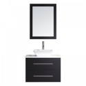 Marsala 29" Single Bathroom Vanity in Espresso with White Engineered Stone Top and Square Sink with Brushed Nickel Faucet and Mirror